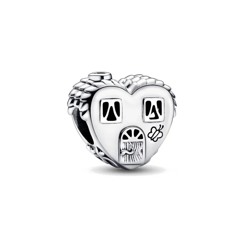 Exquisite 925 Silver Heart-Shaped Beads with Crystal Ball Pendant for DIY European Bracelets