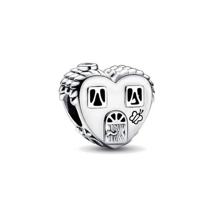 Exquisite 925 Silver Heart-Shaped Beads with Crystal Ball Pendant for DIY European Bracelets