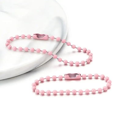 100Pcs Lot 10Cm Iron Colorful Ball Bead Chain for DIY Jewelry Making light pink