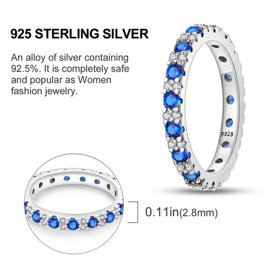 Blue Zircon Evil Eye Palm Star Moon Ring in 925 Sterling Silver for Women Elegant Wedding Jewelry Gift LKTR129