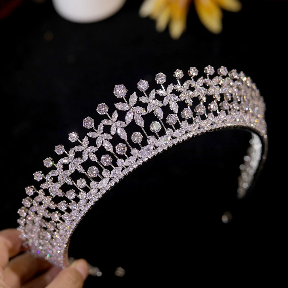 Elegant Crystal Floral Wedding Tiara for Brides and Princesses
