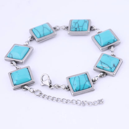 Stainless Steel Square Cabochon Bracelet Base Settings for DIY Jewelry Making