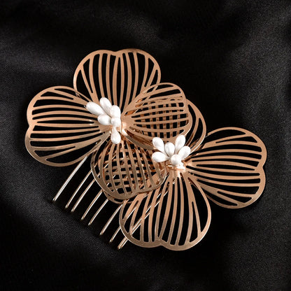 Elegant Alloy Flower Hair Combs for Bridal and Party Glamour