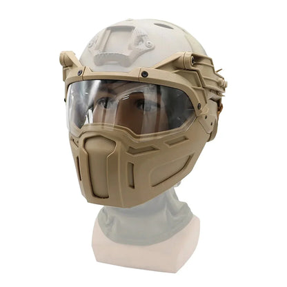 New Tactical FAST Helmet Half Face Mask With Flip Goggles