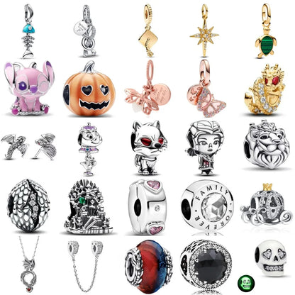 Exquisite 925 Silver Pumpkin Kettle Cup Firefly Butterfly Pendant for European Original Bracelet DIY Jewelry