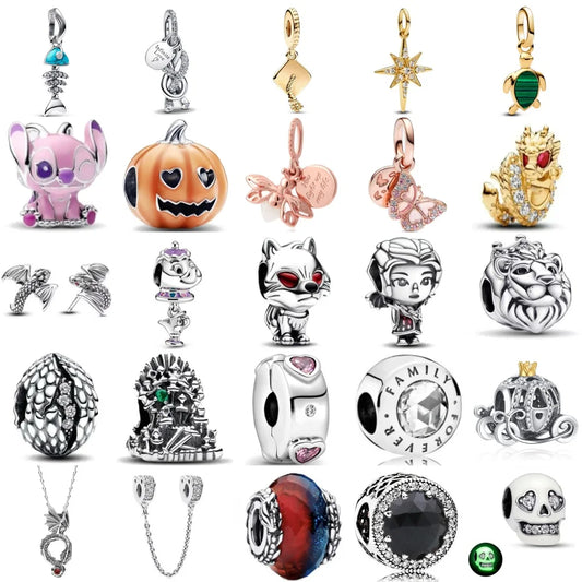 Exquisite 925 Silver Pumpkin Kettle Cup Firefly Butterfly Pendant for European Original Bracelet DIY Jewelry