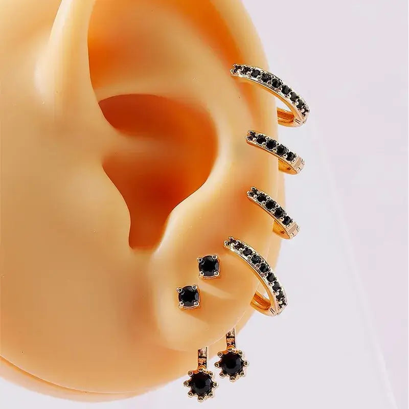 3 Pcs Turquoise Mini Earrings Set Gold Color New Design