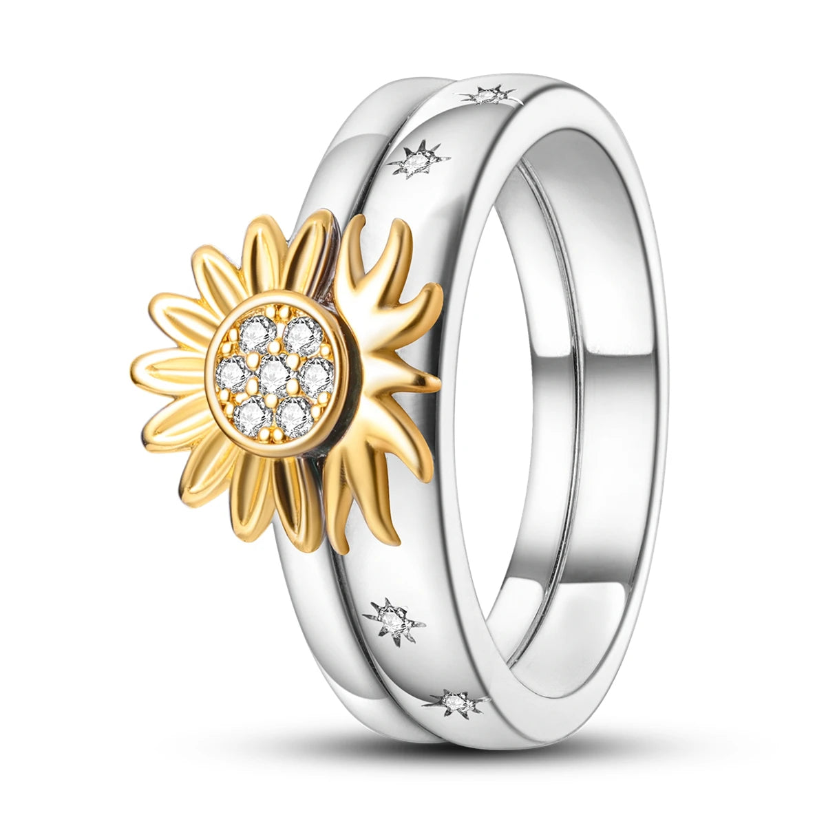 Silver Plated Luxury Stackable Ring with Infinite Flower Design and Zircon for Women Engagement and Wedding Parties APTR046