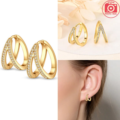 Elegant 925 Silver Twist Zircon Hoop Earrings for Women - Ideal Engagement or Birthday Gift