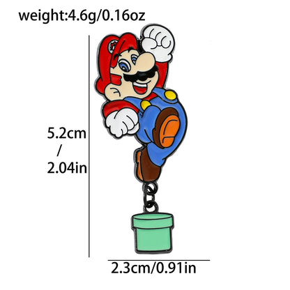 Charming Super Mario Metal Brooch Set - Cute Cartoon Game Character Pins