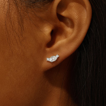 Canner 925 Sterling Silver Tassel Chain Star Mini Zircon Flat Piercing Stud Earrings for Women and Girls