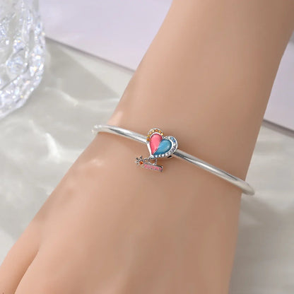 925 Sterling Silver Colorful Rainbow Stars Moon Sun Charm for Women DIY Fine Jewelry Pendant Bracelet Necklace