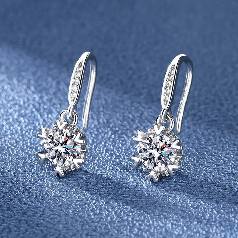 Sterling Silver CZ Crystal Plant Stud Earrings for Women and Teens