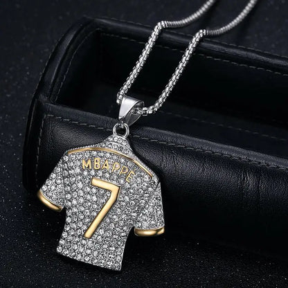 HNSP Stainless Steel Mbappe Jersey Pendant Necklace for Men Soccer Gift