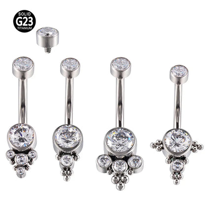 G23 Titanium Belly Button Rings with Crystal CZ Beach Pendant Jewelry