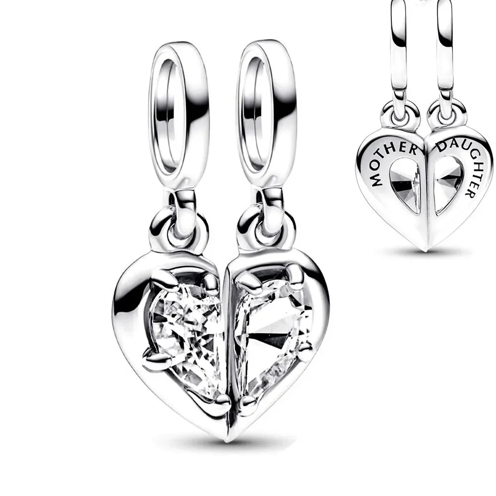 925 Sterling Silver Heart Wings Infinity Charm Gift Box Compatible with Pendant Bracelet Necklace for Ladies DIY Fine Jewelry