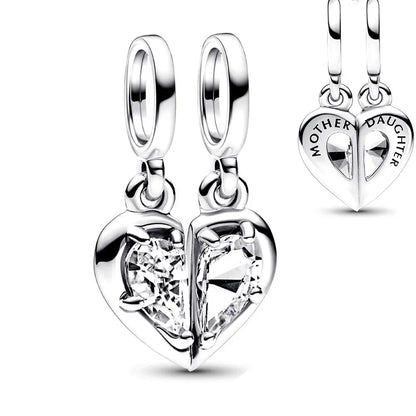 925 Sterling Silver Heart Wings Infinity Charm Gift Box Compatible with Pendant Bracelet Necklace for Ladies DIY Fine Jewelry