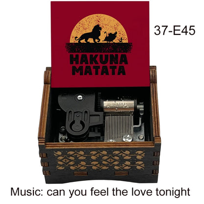 Lion King Wooden Music Box with Can You Feel the Love Tonight Melody for Kids Birthday Party Gift