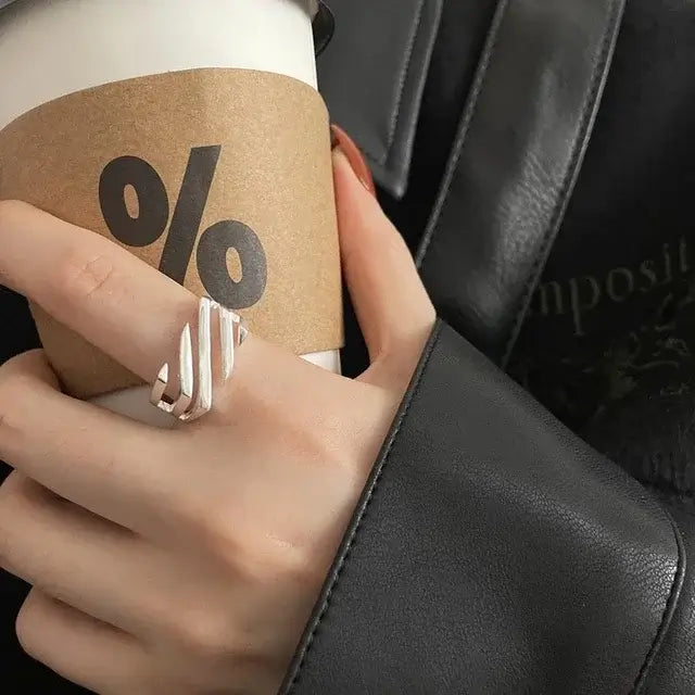 BF Club 925 Sterling Silver Rings for Women Simple Gold Star Fashion Jewelry Rose Gold resizable