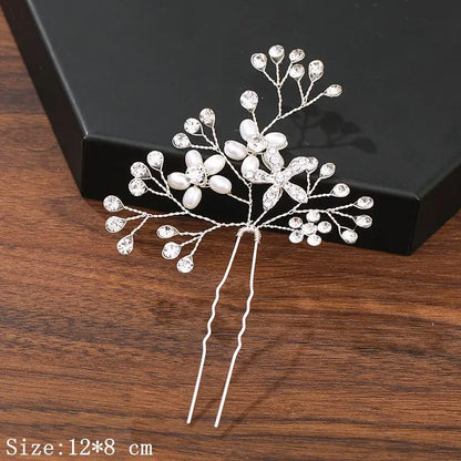 Elegant Pearl Rhinestone Flower Hair Pins for Women Wedding Accessories