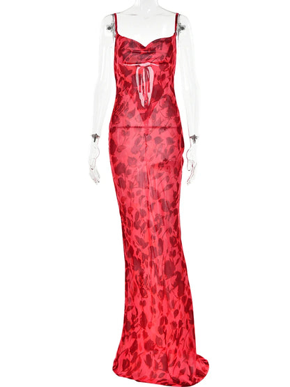 Julissa Mo Leopard Print V-Neck Bodycon Dress for Women red