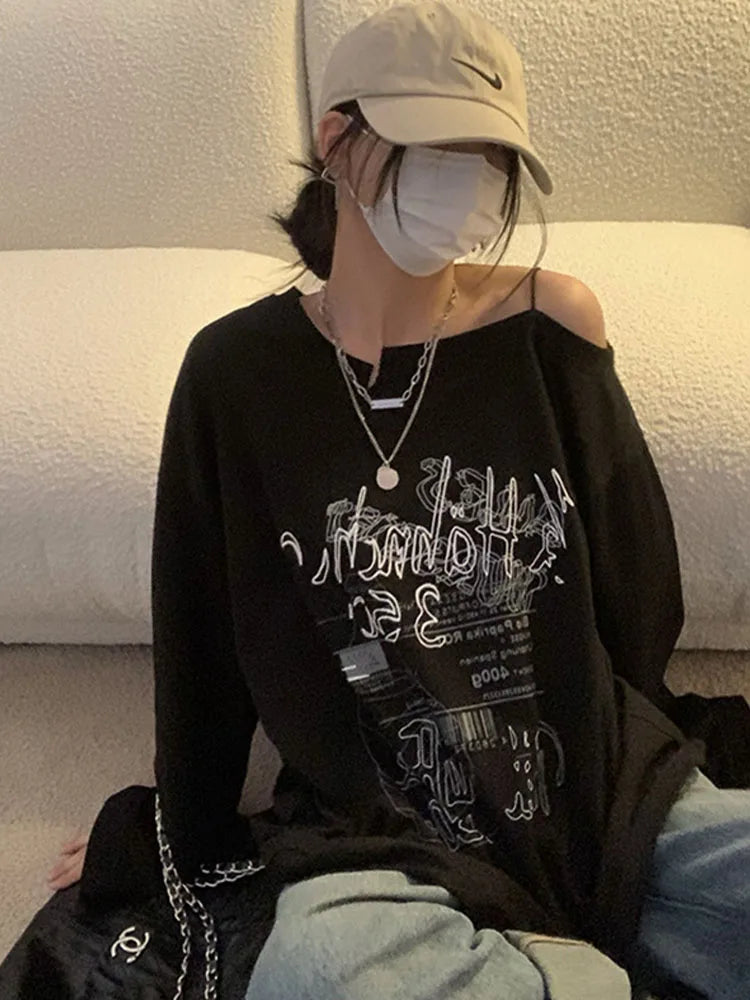 Dozw Y2K T Shirt Fairy Grunge Vintage Letter Print Women