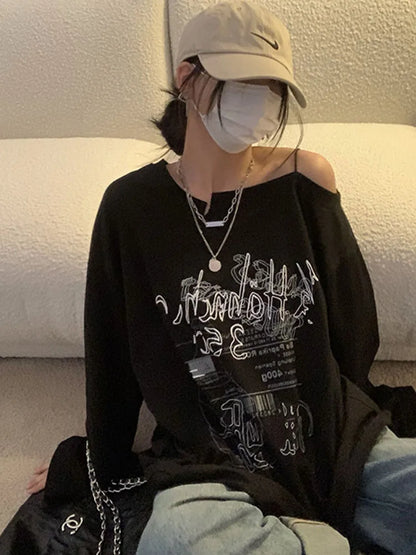 Dozw Y2K T Shirt Fairy Grunge Vintage Letter Print Women