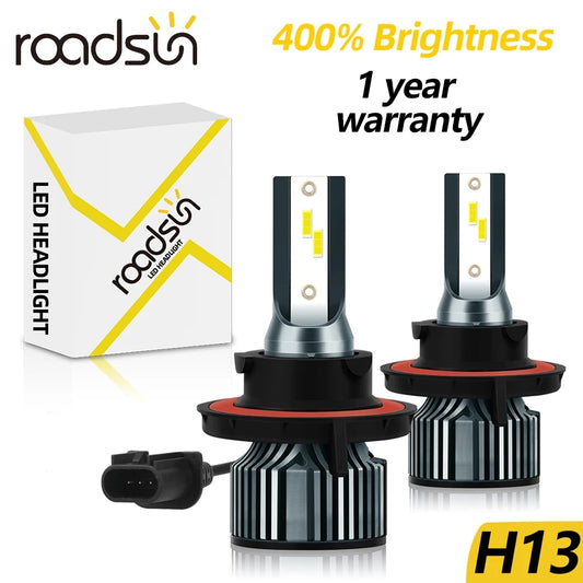 2pcs H13 9008 LED Car Headlight Bulb 18000LM 180W 6500K High Low Beam Auto Fog Lamp 400 Percent Brighter Than Halogen