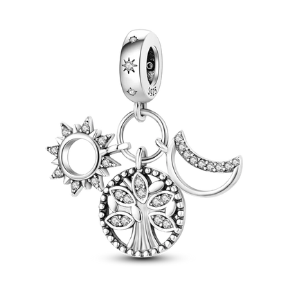 Silver Star Moon Heart Charm Bracelet with CZ Beads and Angel Wing Pendant for Women KTC662