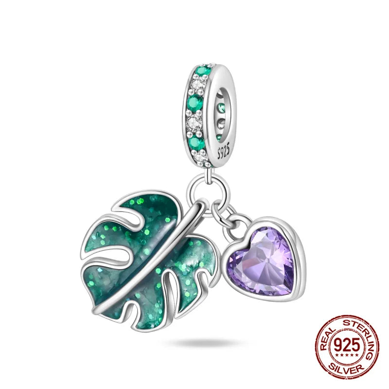 Elegant Sterling Silver Purple Flower Beads for DIY Jewelry and Charm Bracelets