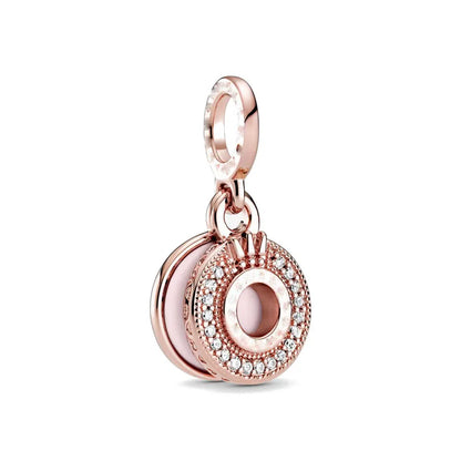 Rose Gold Padlock Heart Key Pendant Necklace for Women 925 Silver with Zircon Beads P011