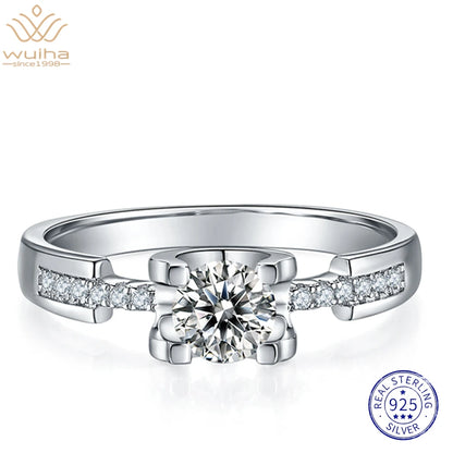 WUIHA Moissanite Diamond 18K Gold Ring for Women Wedding Engagement 925 Sterling Silver Jewelry