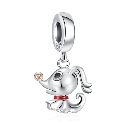 Sterling Silver Paw Print and Bone Charm Bead for Pet Bracelet Jewelry B5688