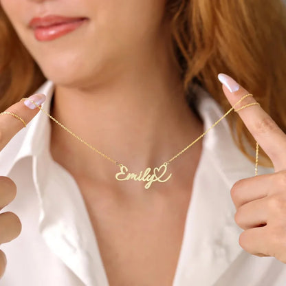 Personalized Gold Heart Name Necklace Stainless Steel Pendant Gift For Her