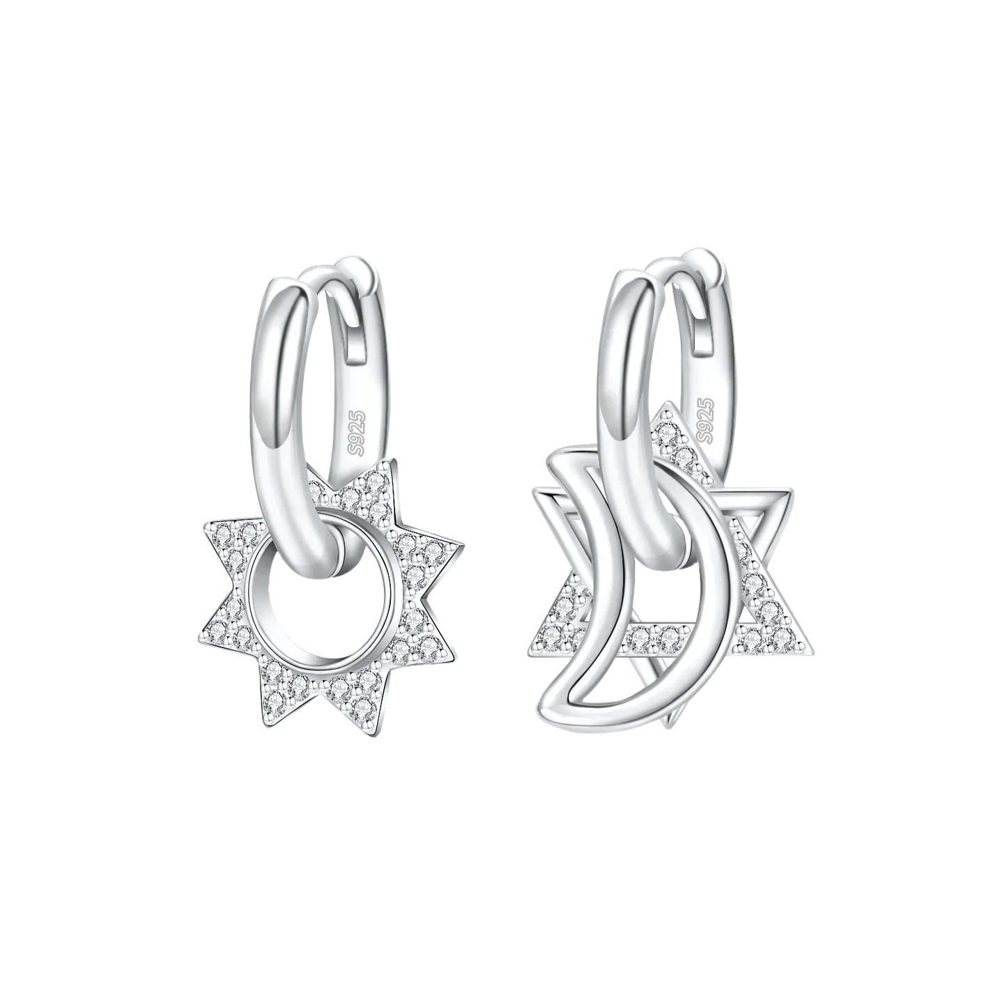 Luxury 925 Sterling Silver Chunky Hoop Earrings with Big Heart Zircon Accents for Women Wedding Party Jewelry Gifts