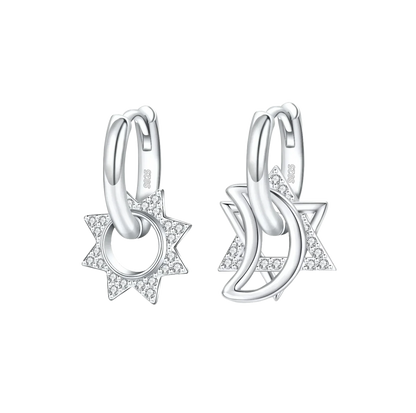 Luxury 925 Sterling Silver Chunky Hoop Earrings with Big Heart Zircon Accents for Women Wedding Party Jewelry Gifts