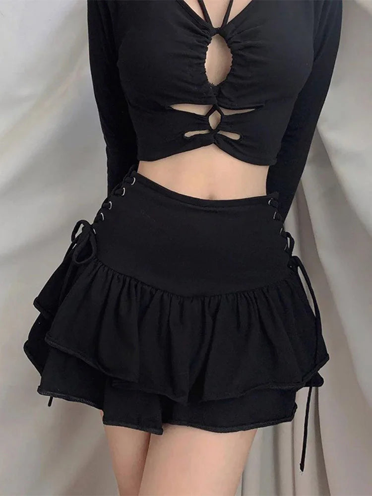 Gothic High Waist Bandage Mini Skirt Harajuku for Women
