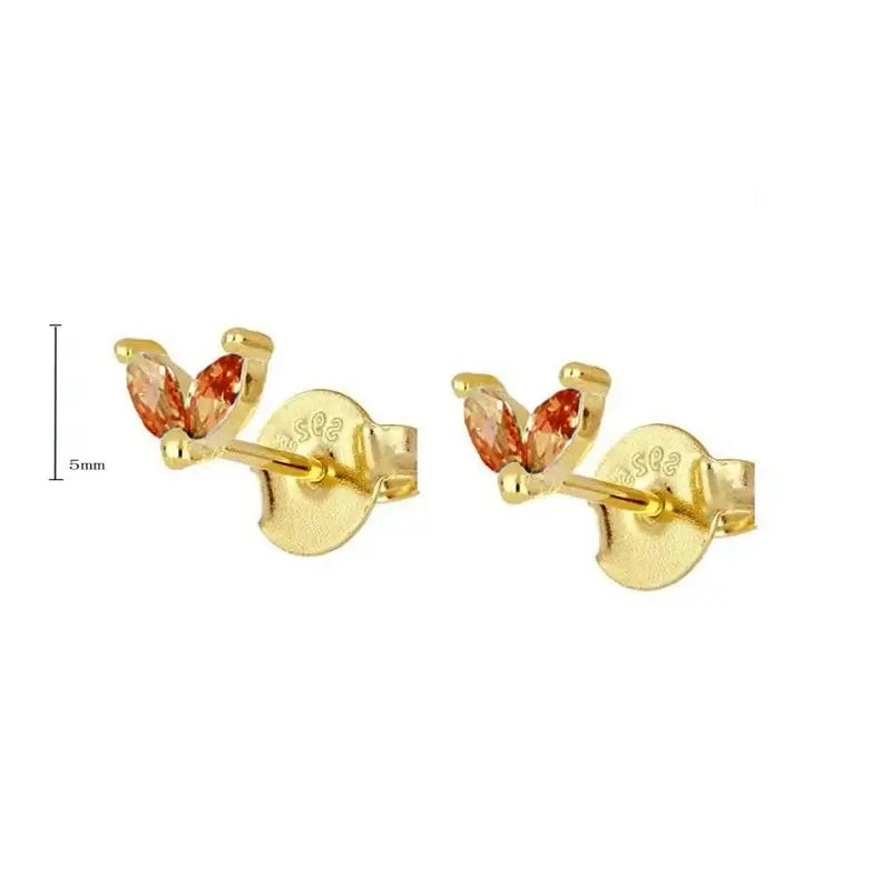 925 Sterling Silver Tiny Stud Earrings Colorful Crystal Luxury Jewelry LN0132-15