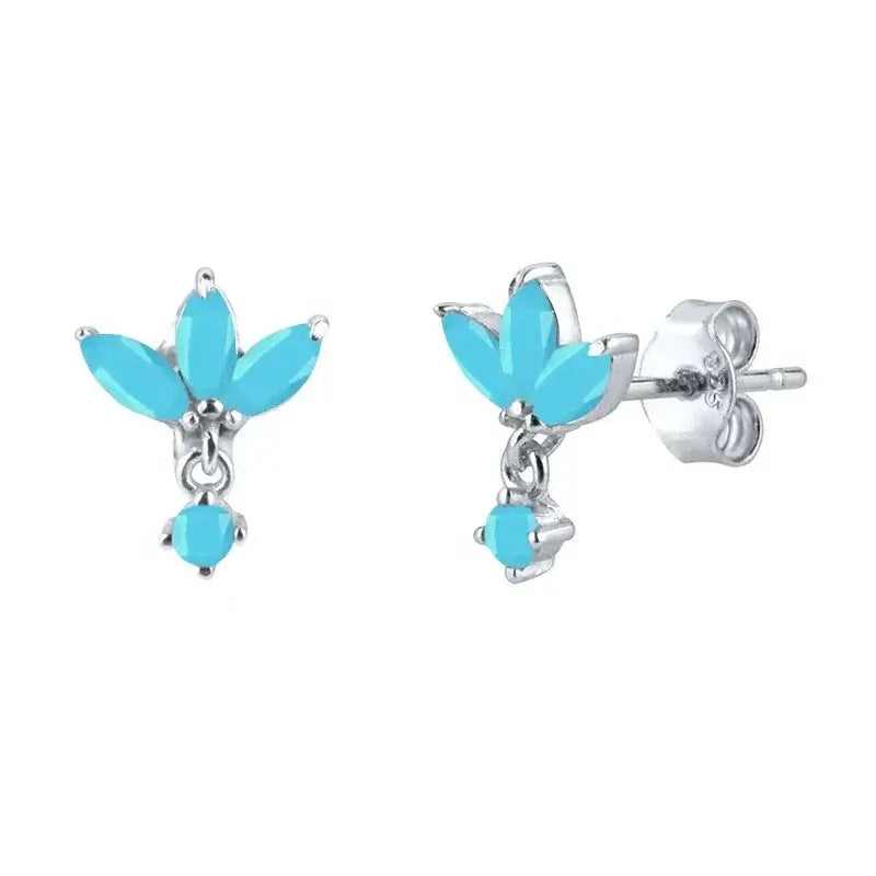 925 Sterling Silver Tiny Stud Earrings Colorful Crystal Luxury Jewelry LN0174-14