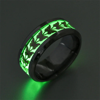 Luminous Dragon Stainless Steel Ring for Men - Glowing Green Animal Jewelry Gift