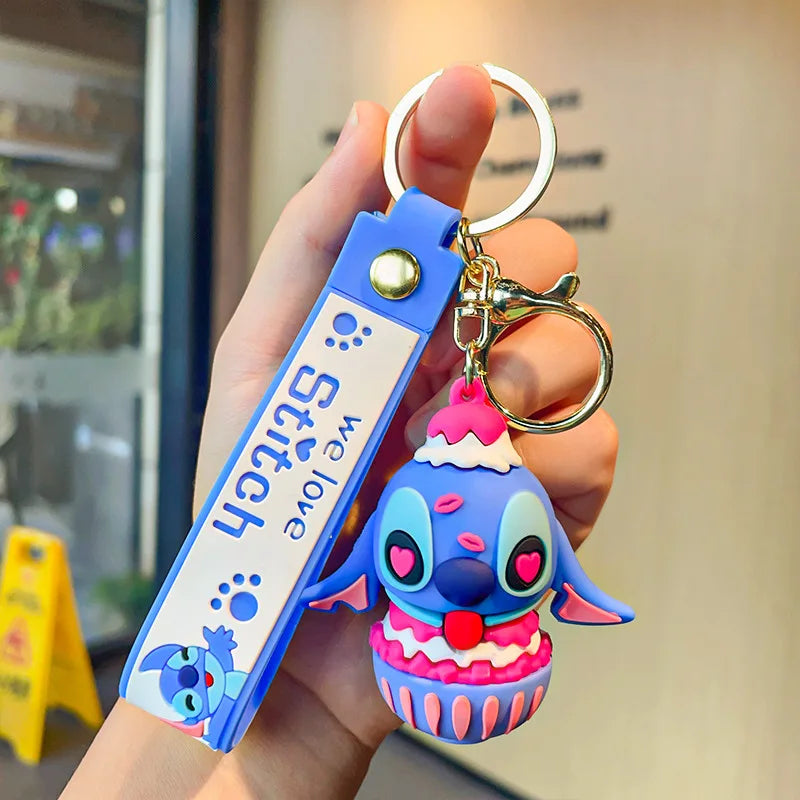 Kawaii Anime Disney Keychain Set Featuring Mickey Mouse, Minnie, Lilo & Stitch