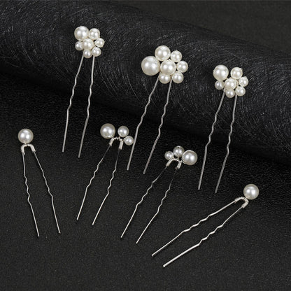 Elegant Pearl Flower Wedding Hairpin Comb Set for Brides