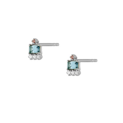Elegant Water Lake Blue Zircon Hoop Earrings for Women Minimalist Circle Dangle Jewelry Accessories