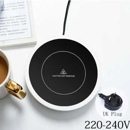 New Coffee Mug Warmer for Milk Tea Teapot Electric Heating Cup Plate 80 Degree Celsius for Home Office Use Round-UK Plug