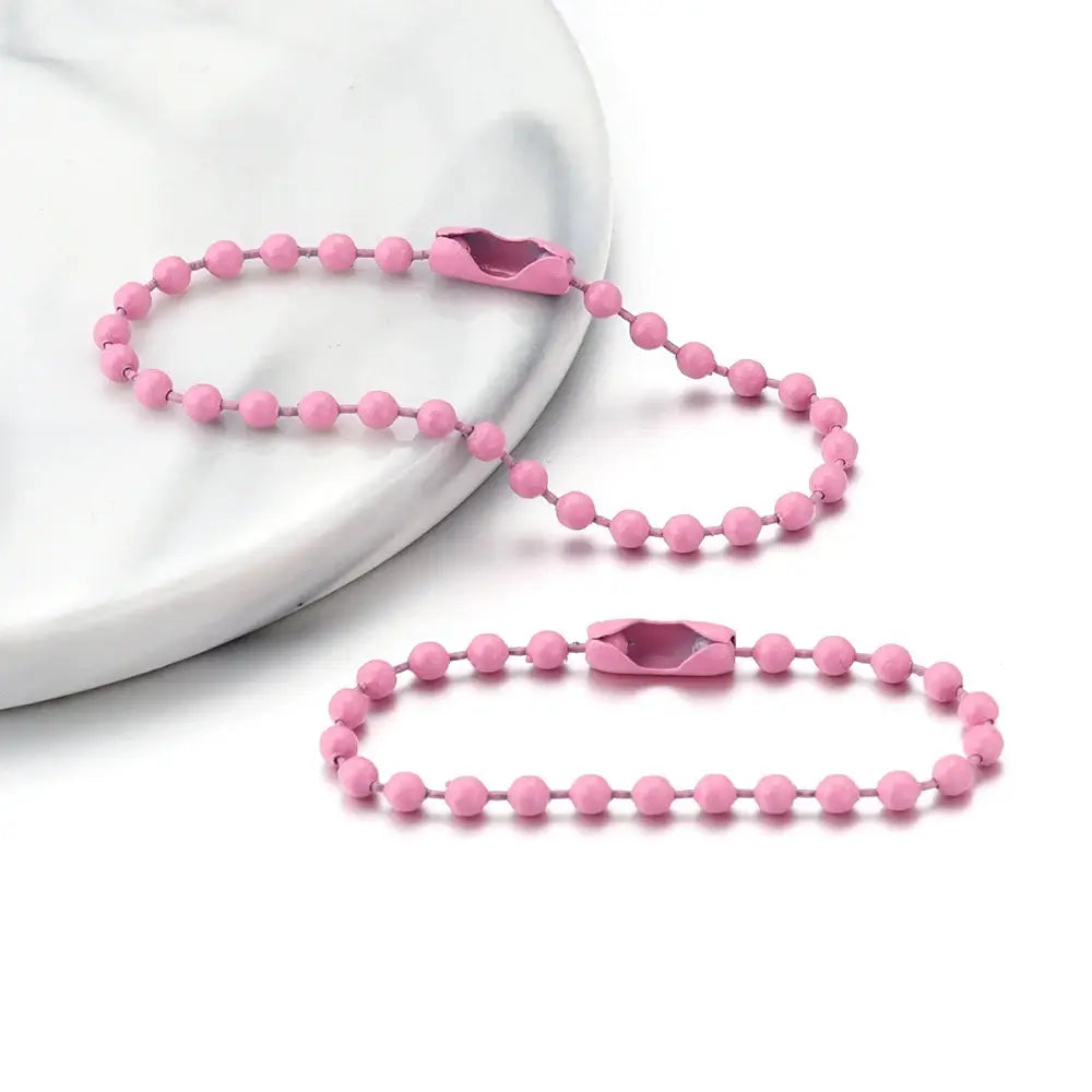 100Pcs Lot 10Cm Iron Colorful Ball Bead Chain for DIY Jewelry Making pink