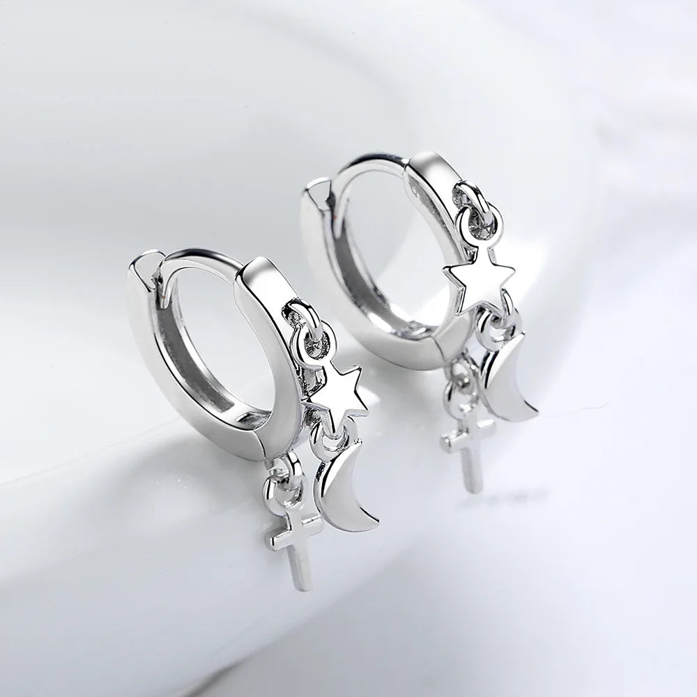 Elegant 925 Sterling Silver Zircon Stud Earrings for Women's Wedding and Engagement