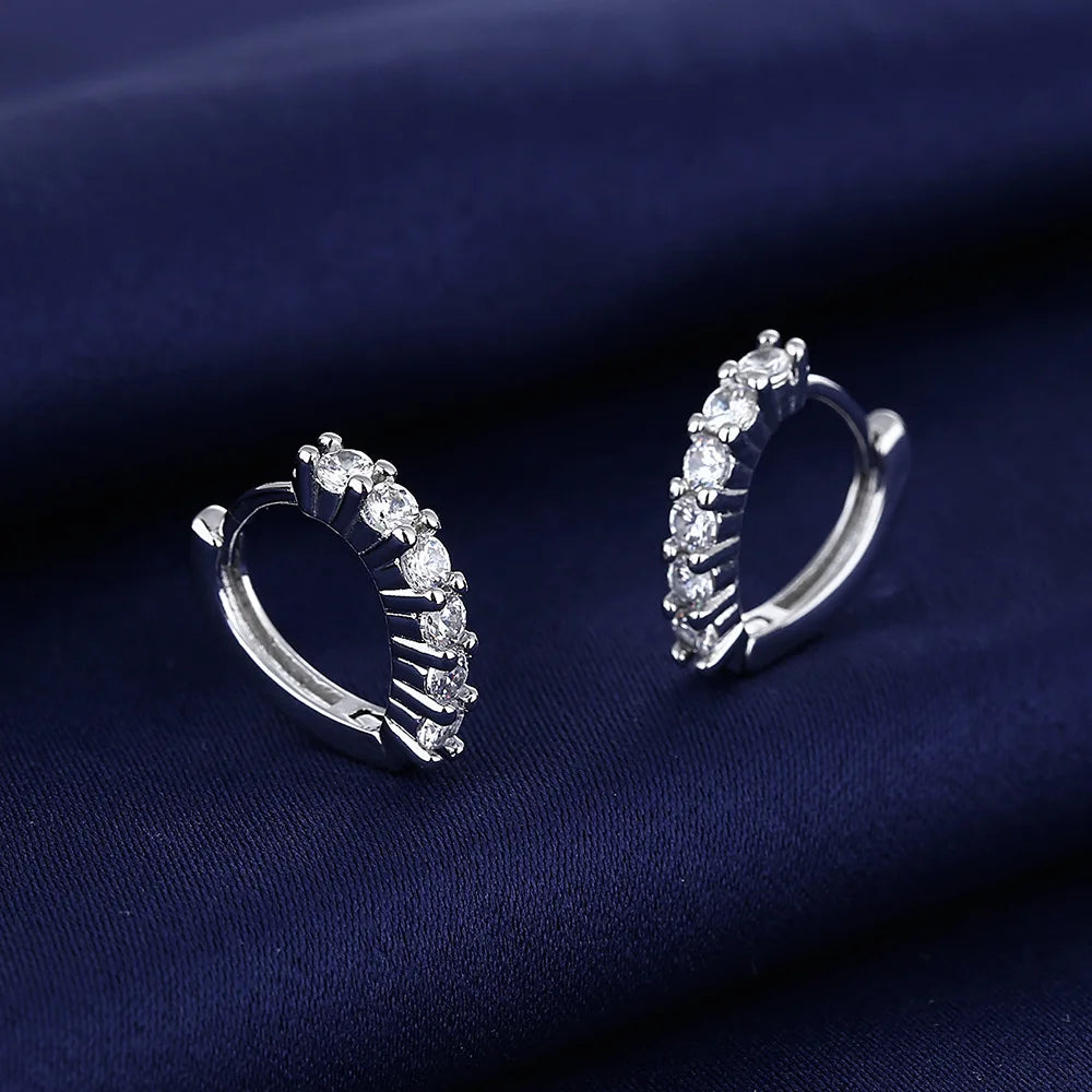 Sterling Silver CZ Crystal Plant Stud Earrings for Women and Teens
