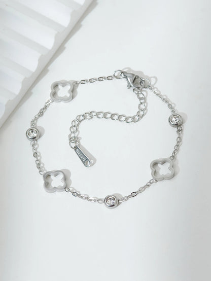 Lucky Luxury Flower Decor Bracelet for Women - Stainless Steel Fashion Jewelry Gift