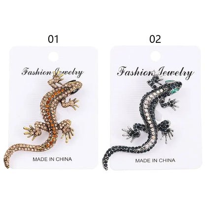 Vintage Rhinestone Lizard Gecko Brooch Pin for Gift Bags