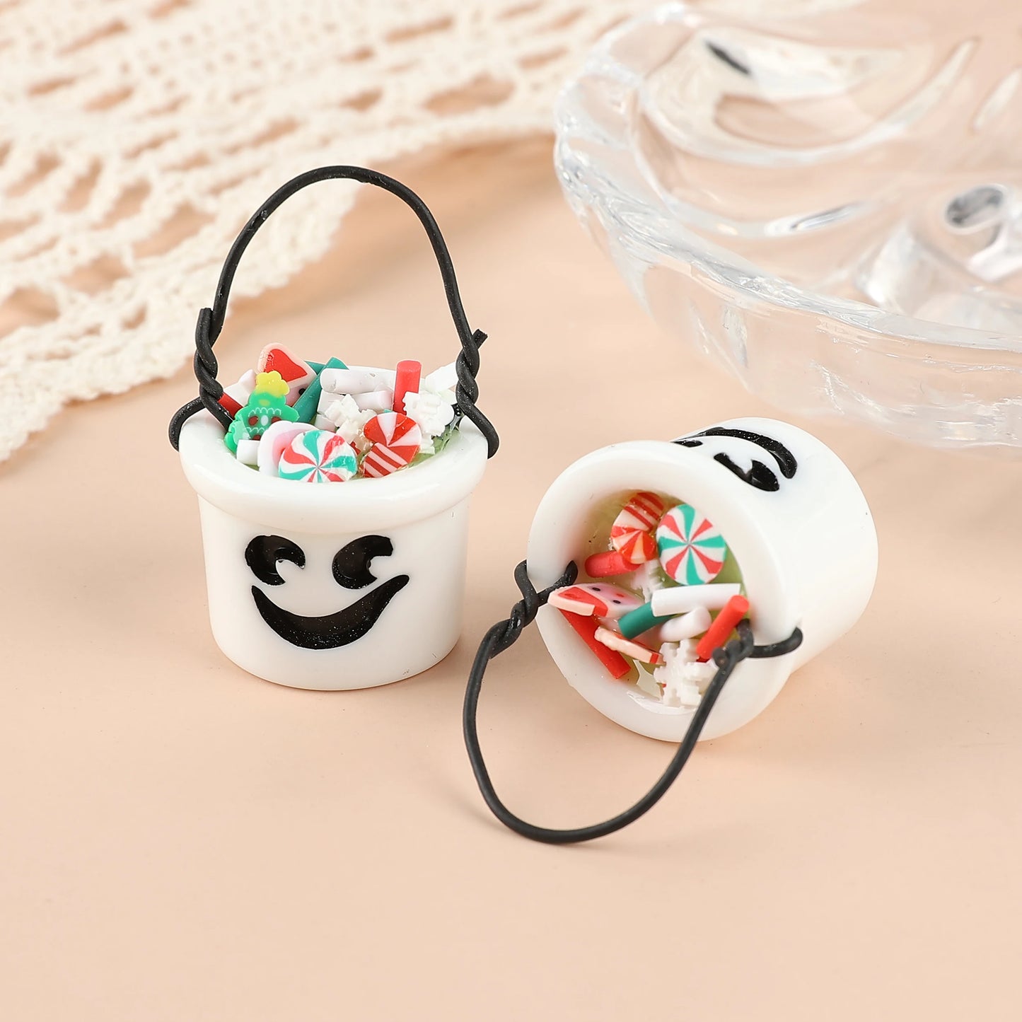 Christmas Charm Set 3D Resin Candy Basket Pendants Fashion DIY Accessories